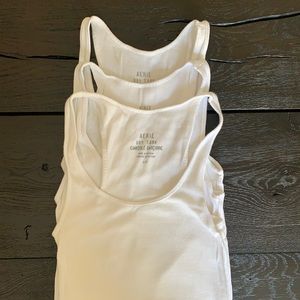Three white Aerie S/P boy tanks